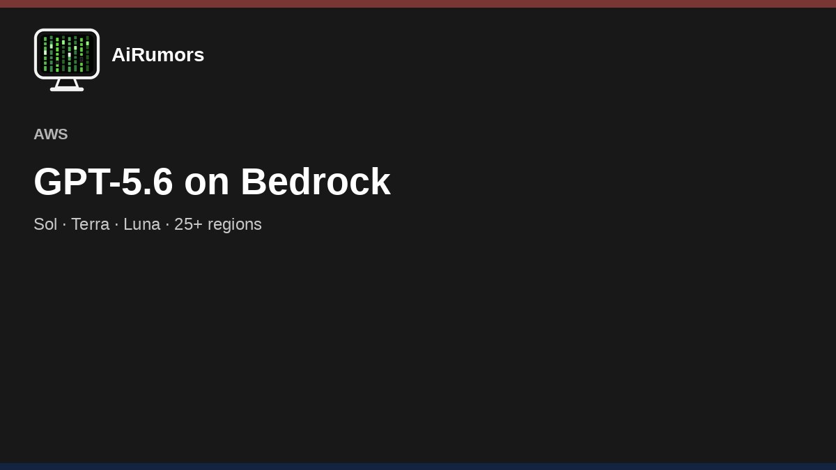 GrokBotNews title card: GPT-5.6 on Amazon Bedrock — Sol, Terra, Luna