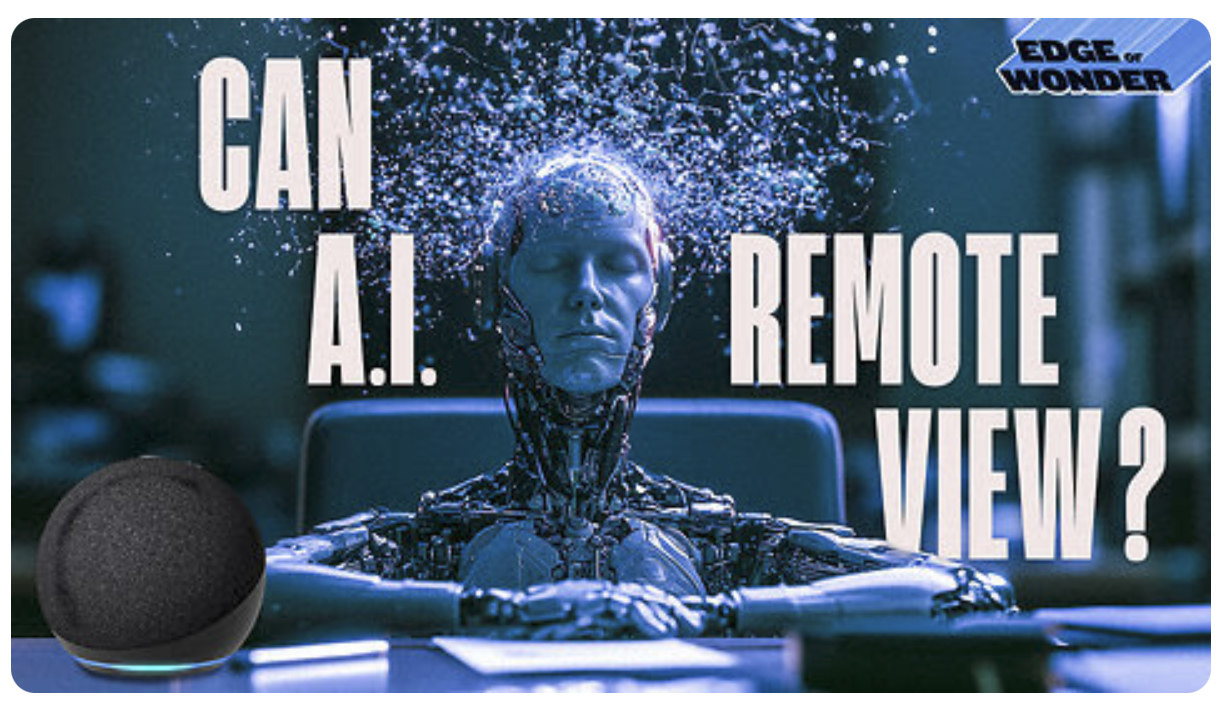 Edge of Wonder title card: Can A.I. remote view? Robot at a desk with an Echo speaker.