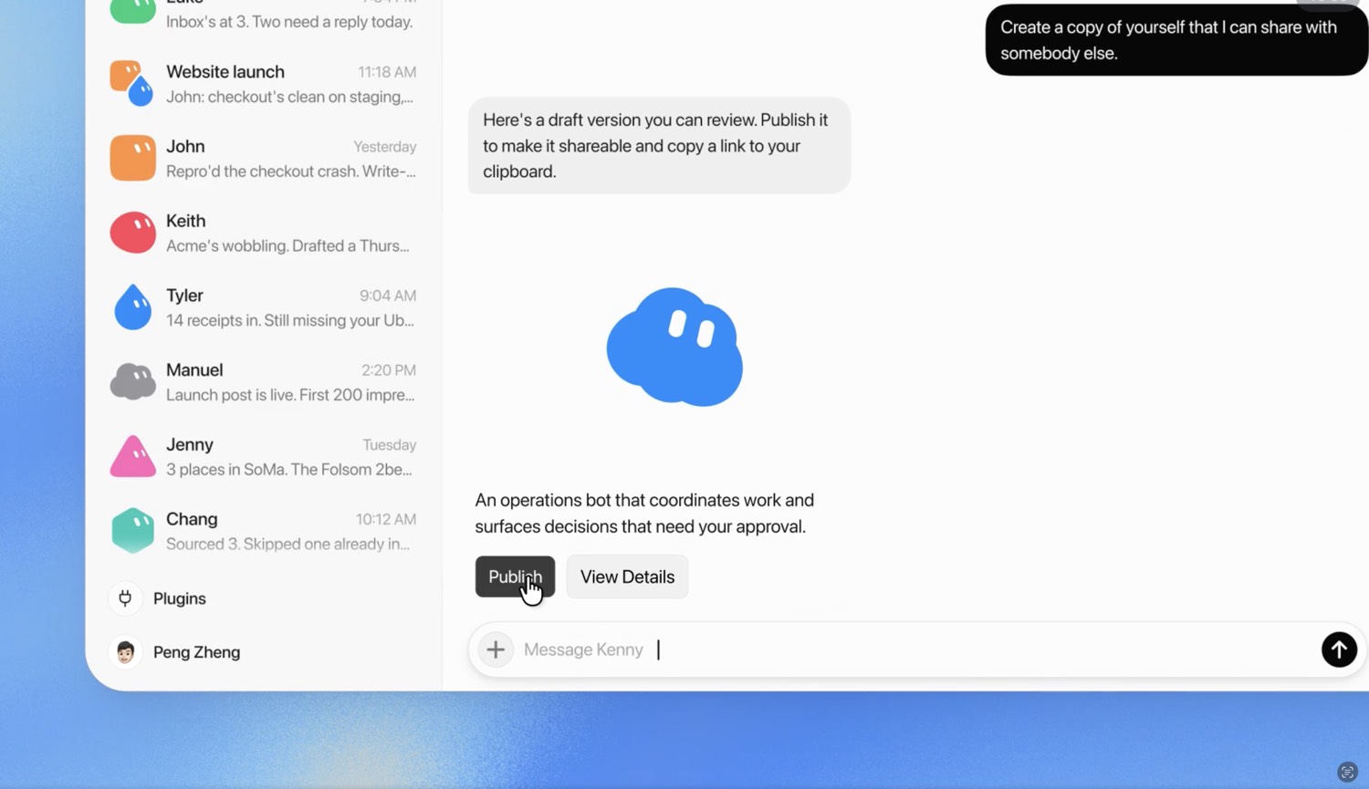 Grok Bot: Create a copy of yourself that I can share with somebody else — Publish on a blue-cloud bot